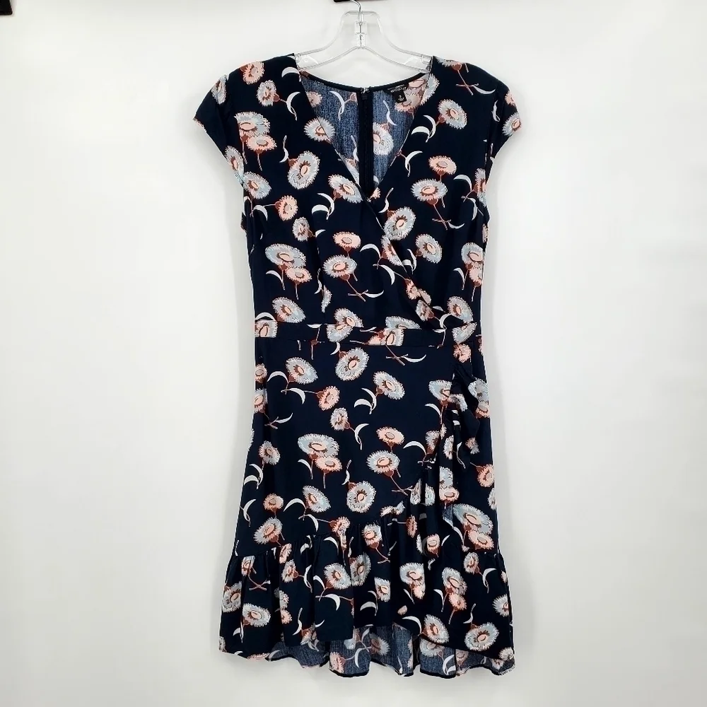 J. Crew Navy Floral Faux Wrap Mini Dress